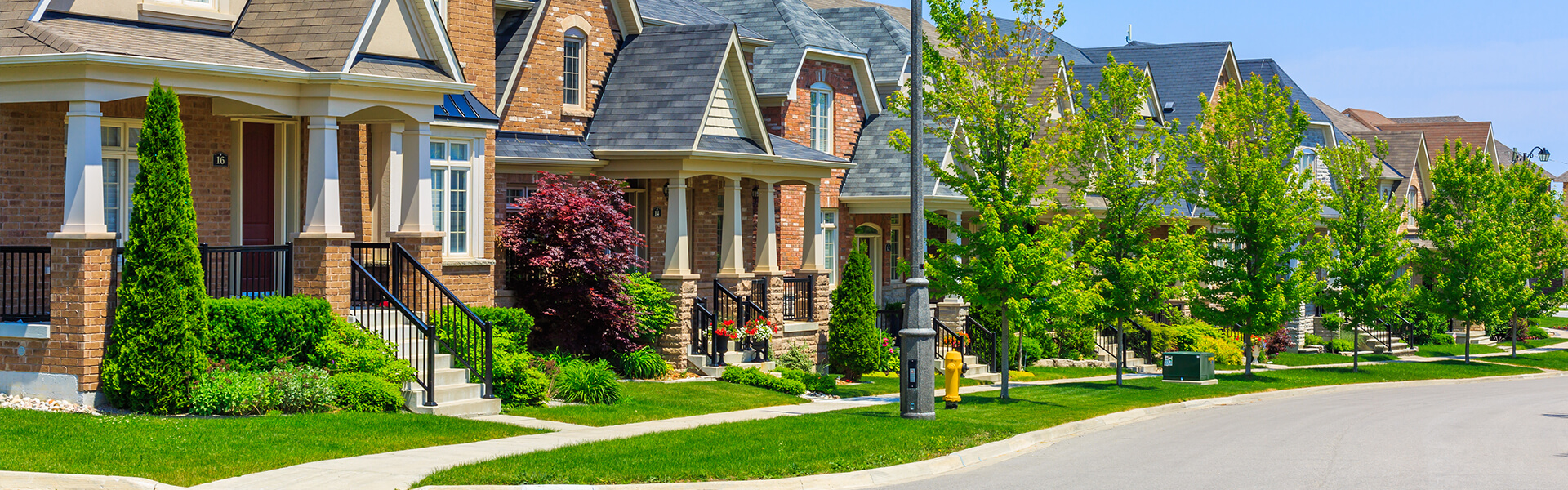 A beautiful sunny modern neighborhood